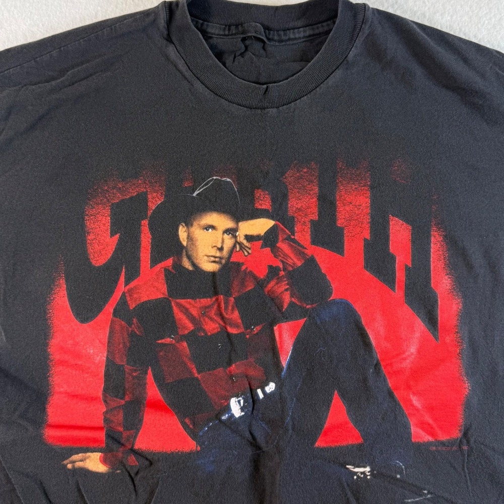 Garth‎ Brooks Graphic T-Shirt Mens XL Black 1993 World Tour Vintage Concert Tee